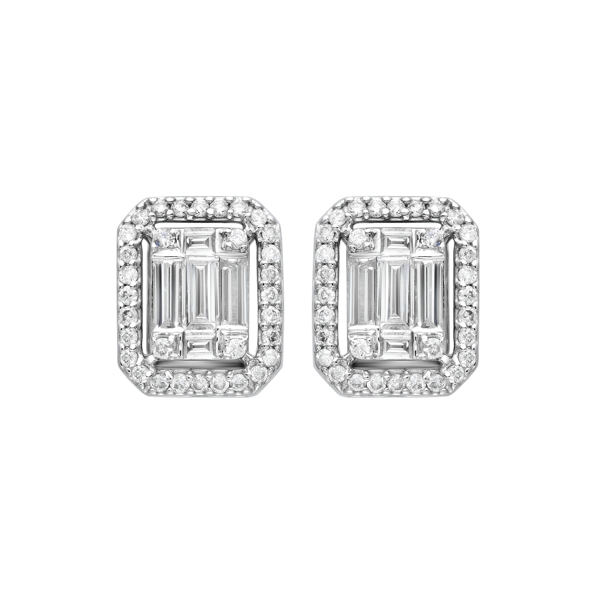 Studs Emerald Halo Illusion Earrings