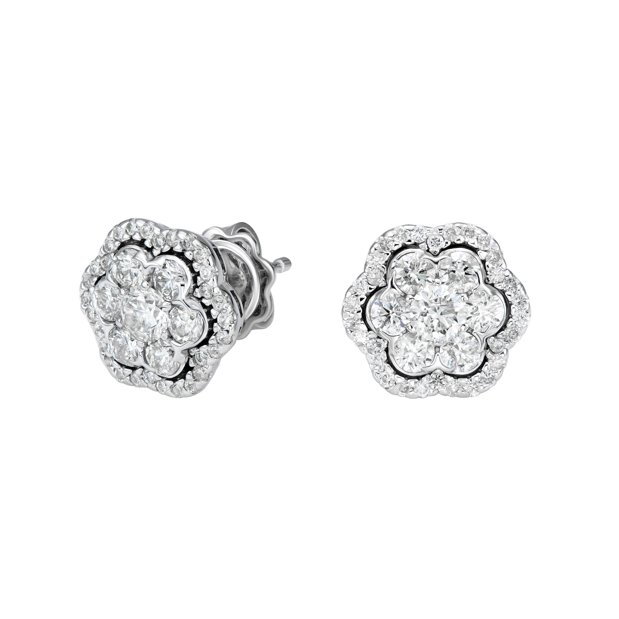 Flower Cluster Halo Stud Earrings