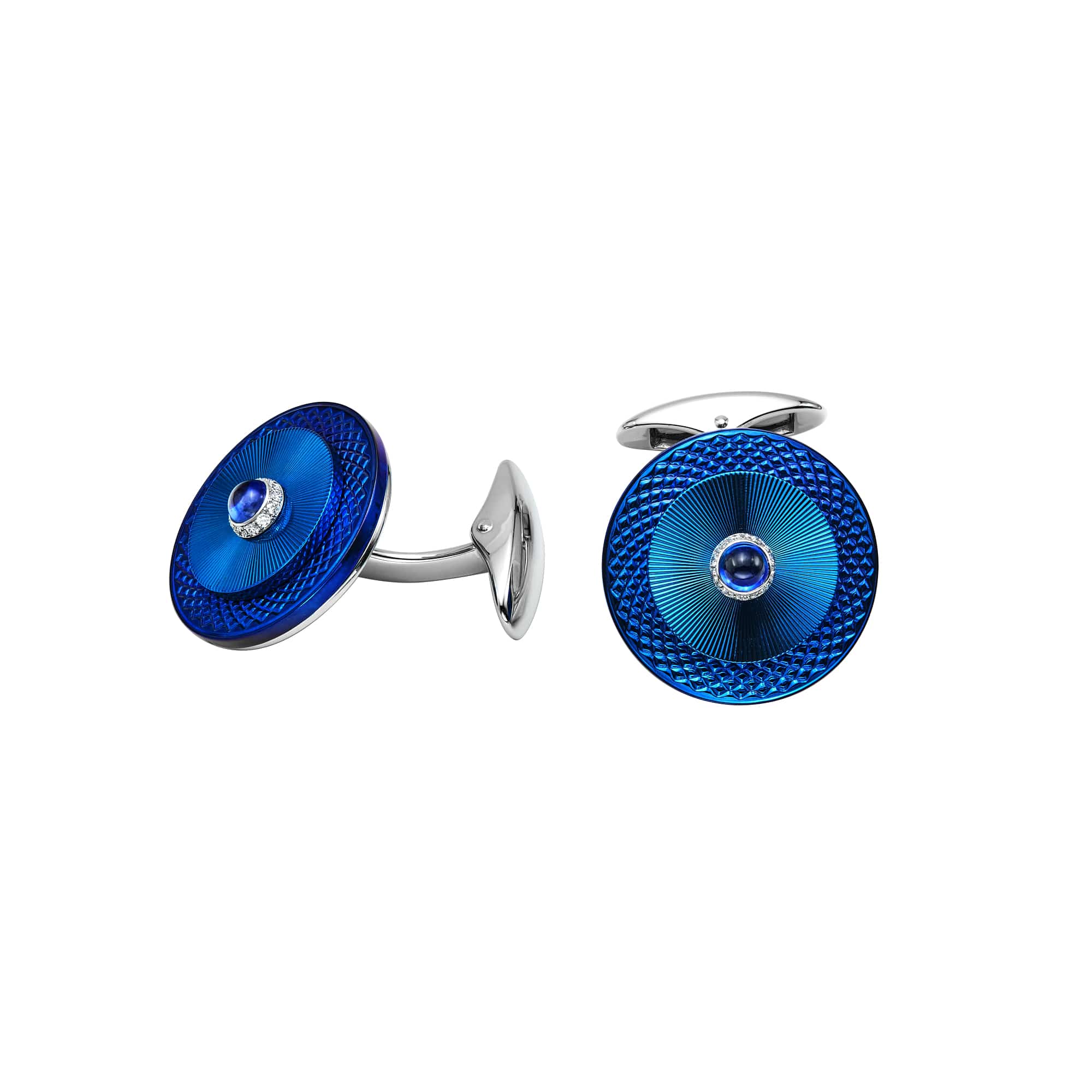 Blue Titanium & Sapphire Disc Cufflinks