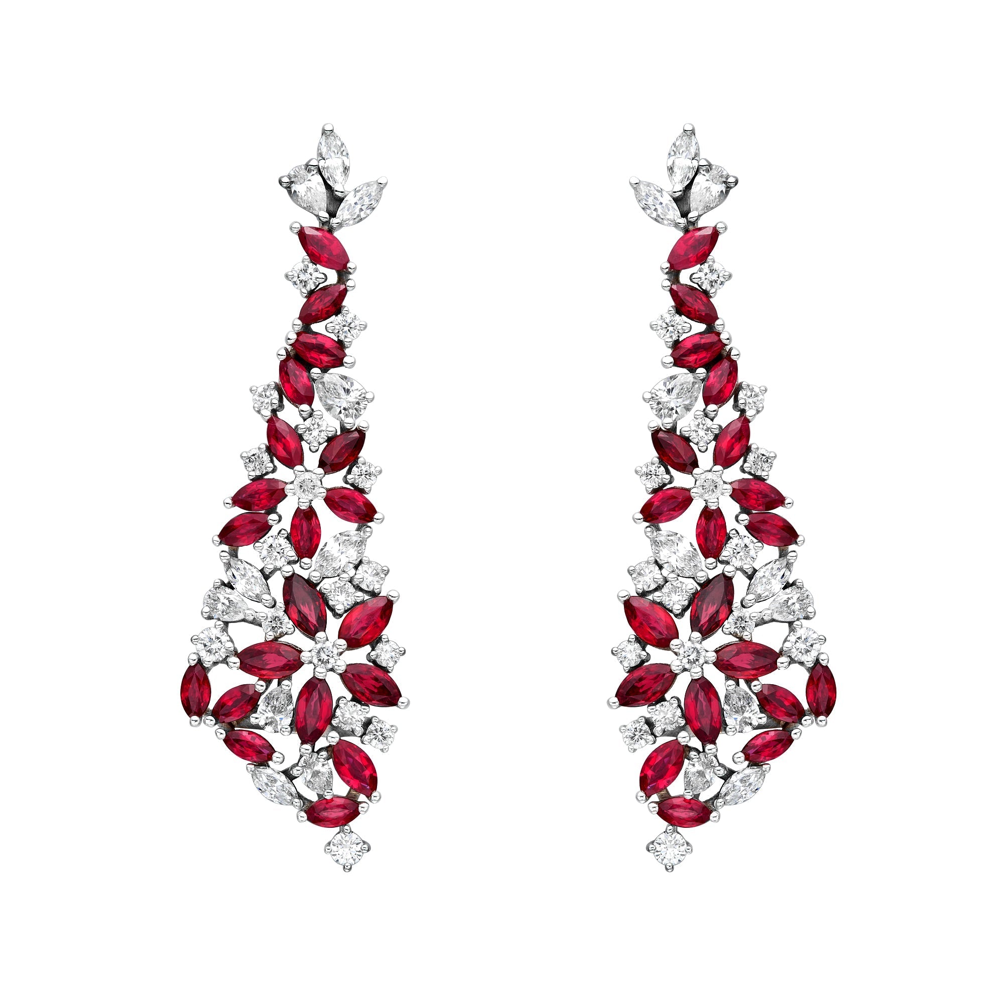 Diamond & Ruby Kite Multi Shape Earrings