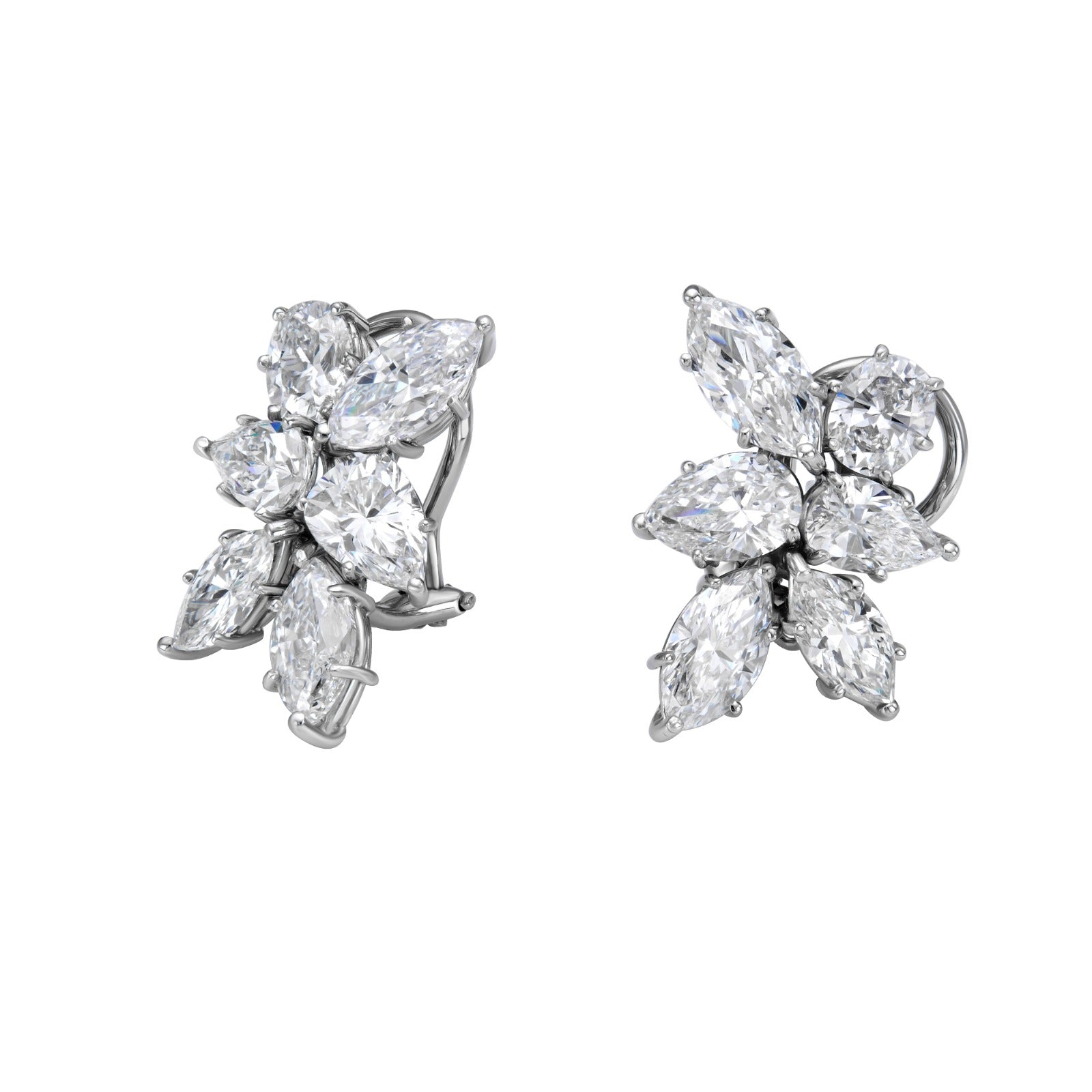 Natural Multi Shape Diamond Statement Earrings in Platinum – 11.42ctw