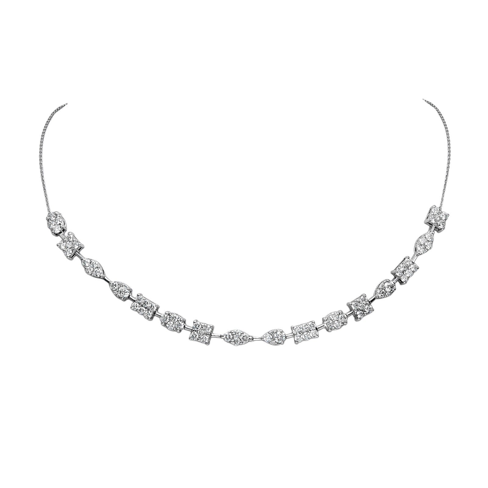 Natural Diamond Multi Shape Illusion Pendant in 14K White Gold – 3.81ctw