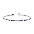 Natural Blue Sapphire &amp; Diamond Bracelet in 14K White Gold – 3.94ctw