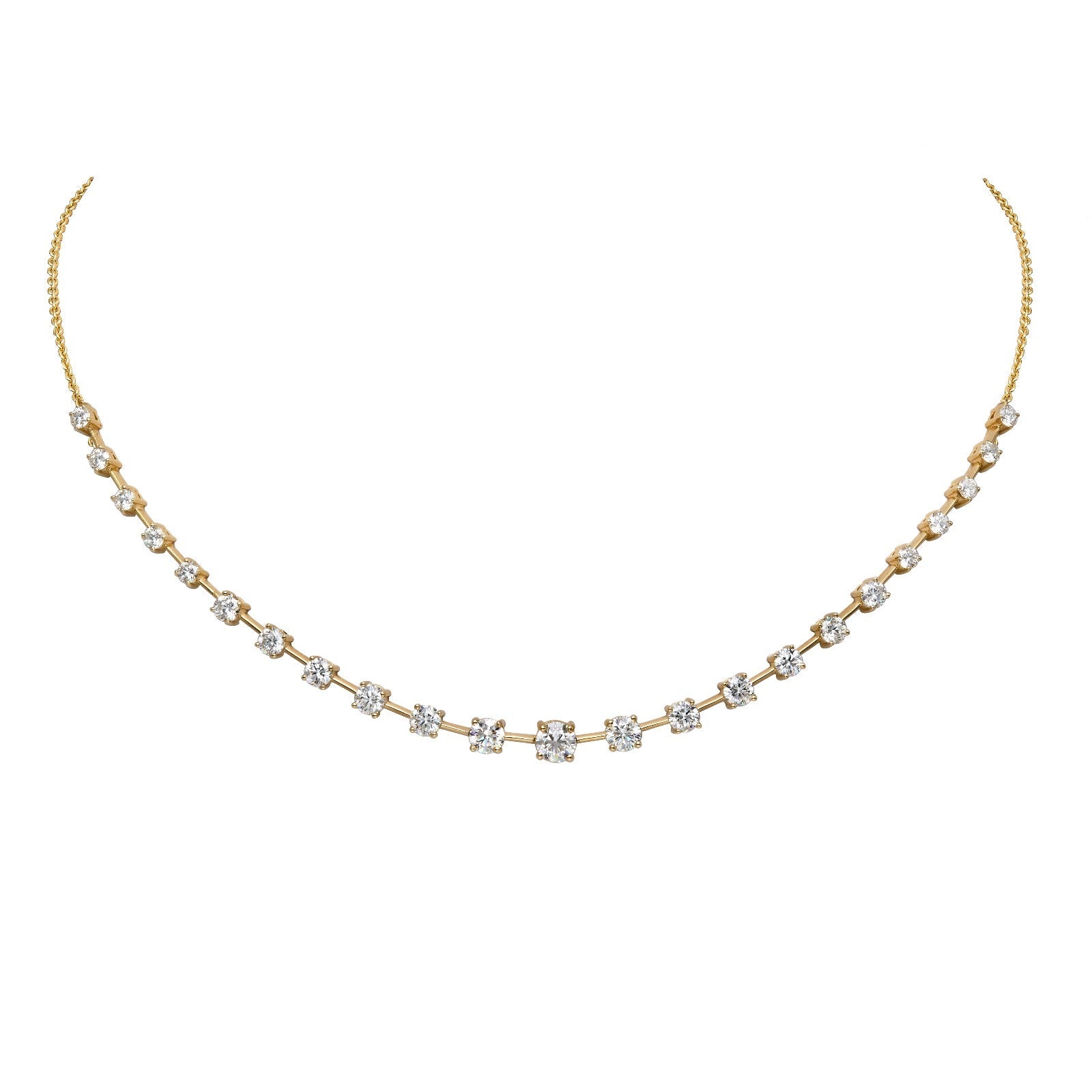 Natural Diamond Spaced Riviera Pendant Necklace in 14K Gold – 3.43ctw