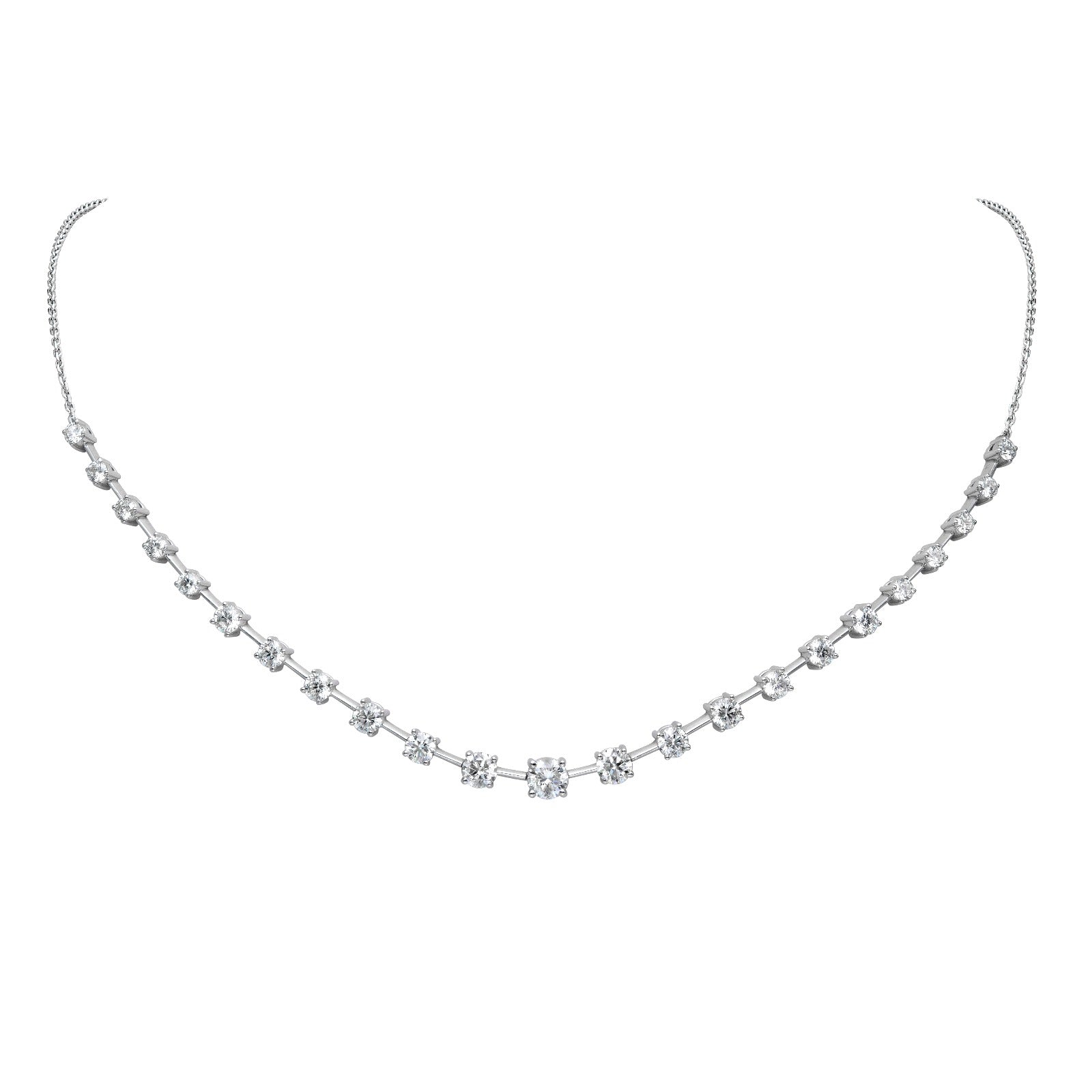 Natural Diamond Spaced Riviera Pendant Necklace in 14K Gold – 3.43ctw